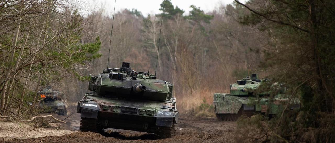 Entrenamientos de tanques Leopard 2 del Bundeswehr alemán en Muenster, Baja Sajonia, en una imagen de archivo.