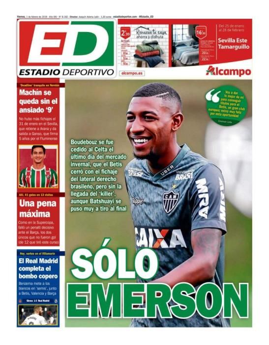 Portada ESTADIO DEPORTIVO lunes 4 febrero 2019