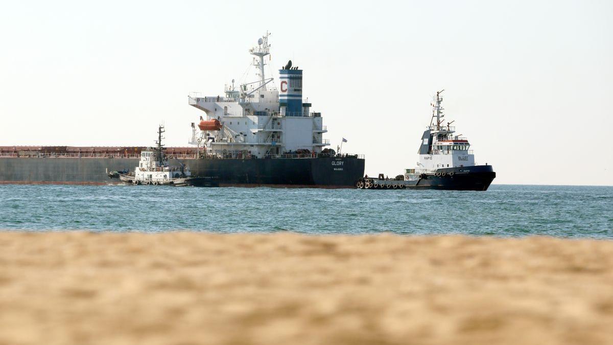 Dos cargueros ucranianos con grano.