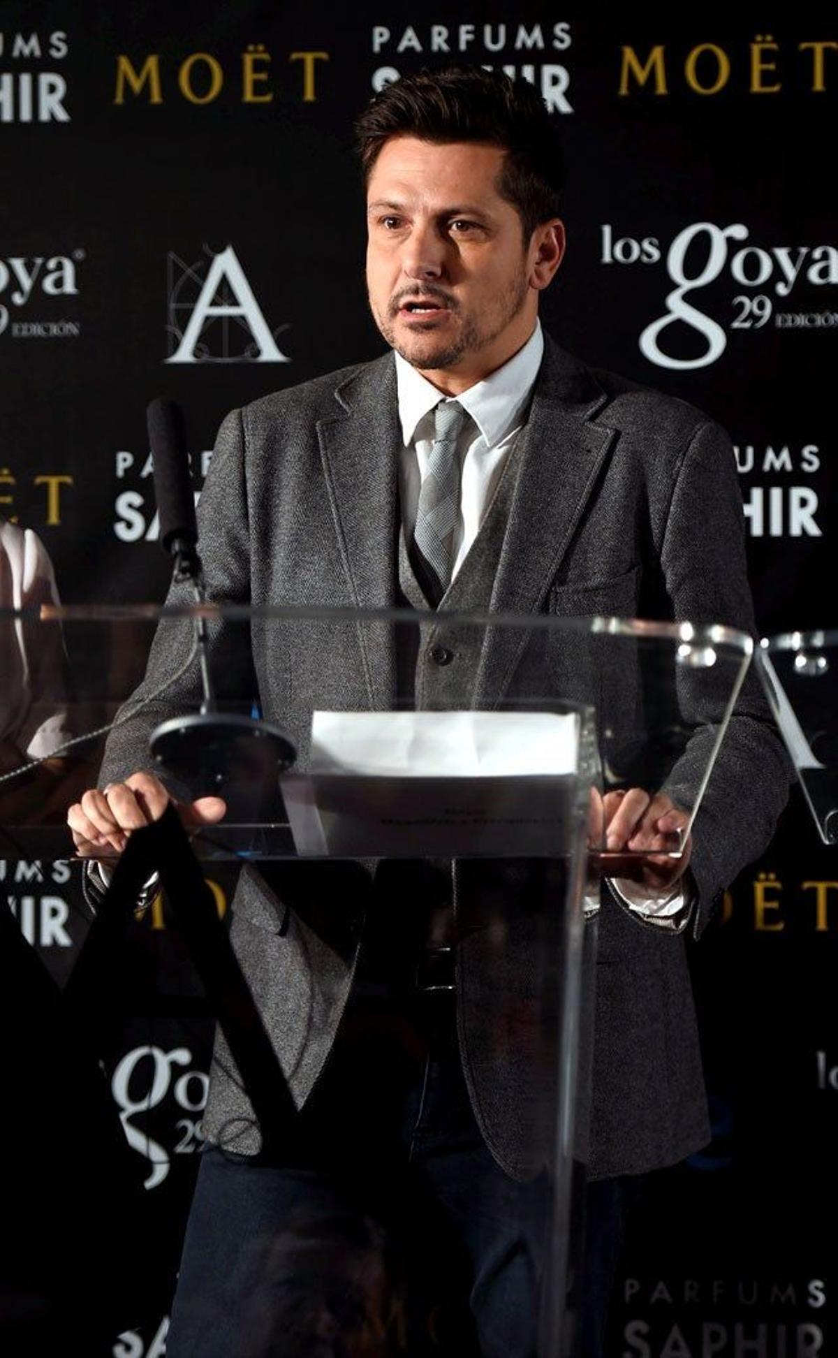 Kike Maillo durante la lectura de las nominaciones a los Premios Goya 29 edición