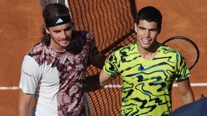 Tsitsipas y Alcaraz, antes de su último duelo en Barcelona.