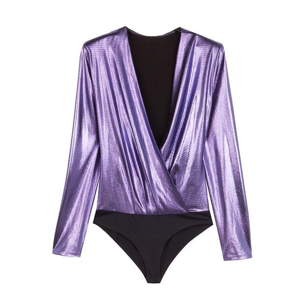 Colección Party de Bershka: body morado metalizado