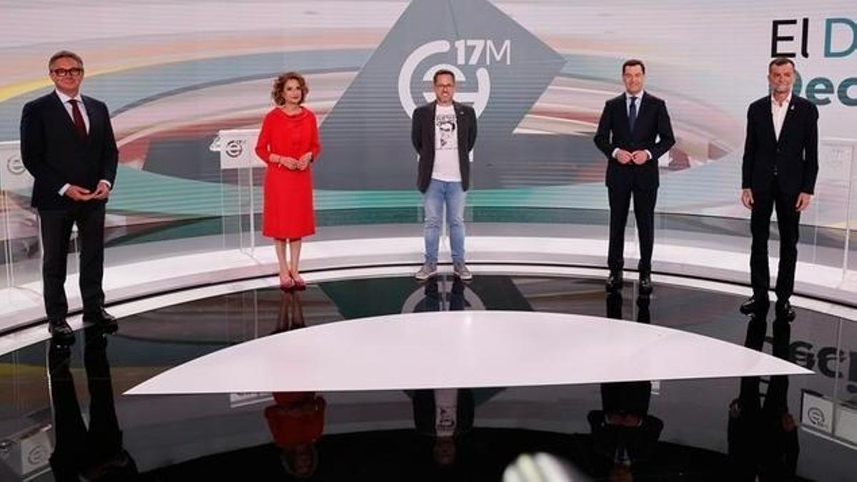 Los candidatos a la Presidencia de Andalucía, el lunes en Canal Sur.