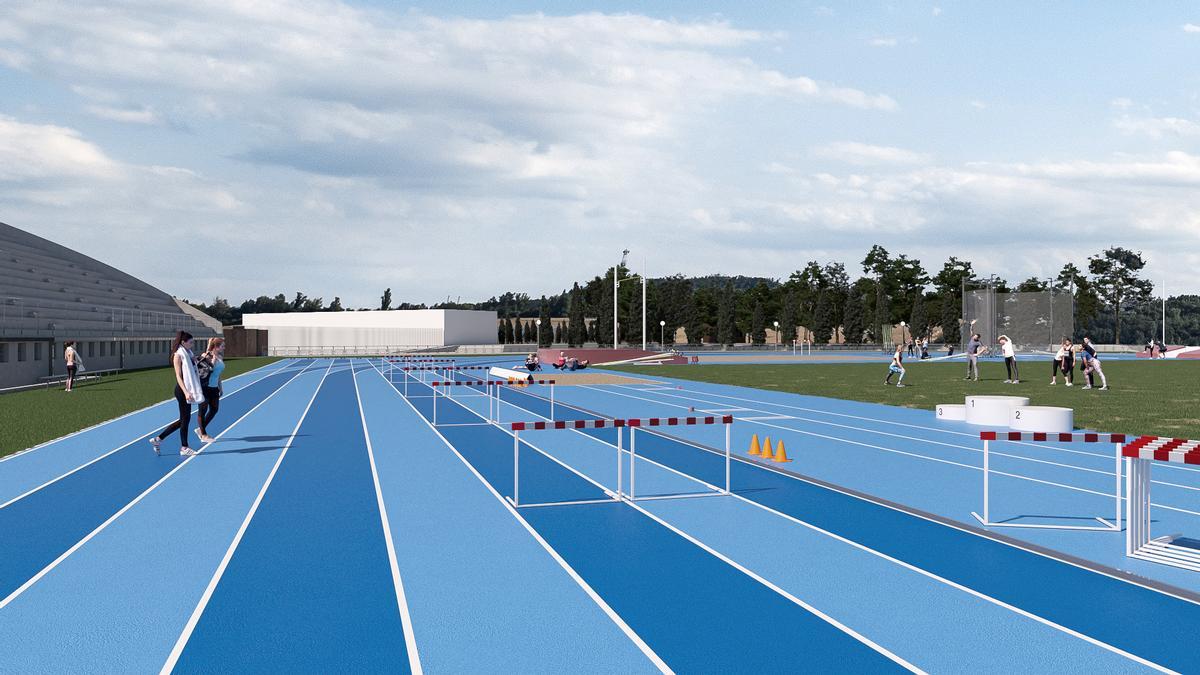 Recreación del resultado final de la pista de atletismo Joaquín Villas una vez finalizada la reforma.