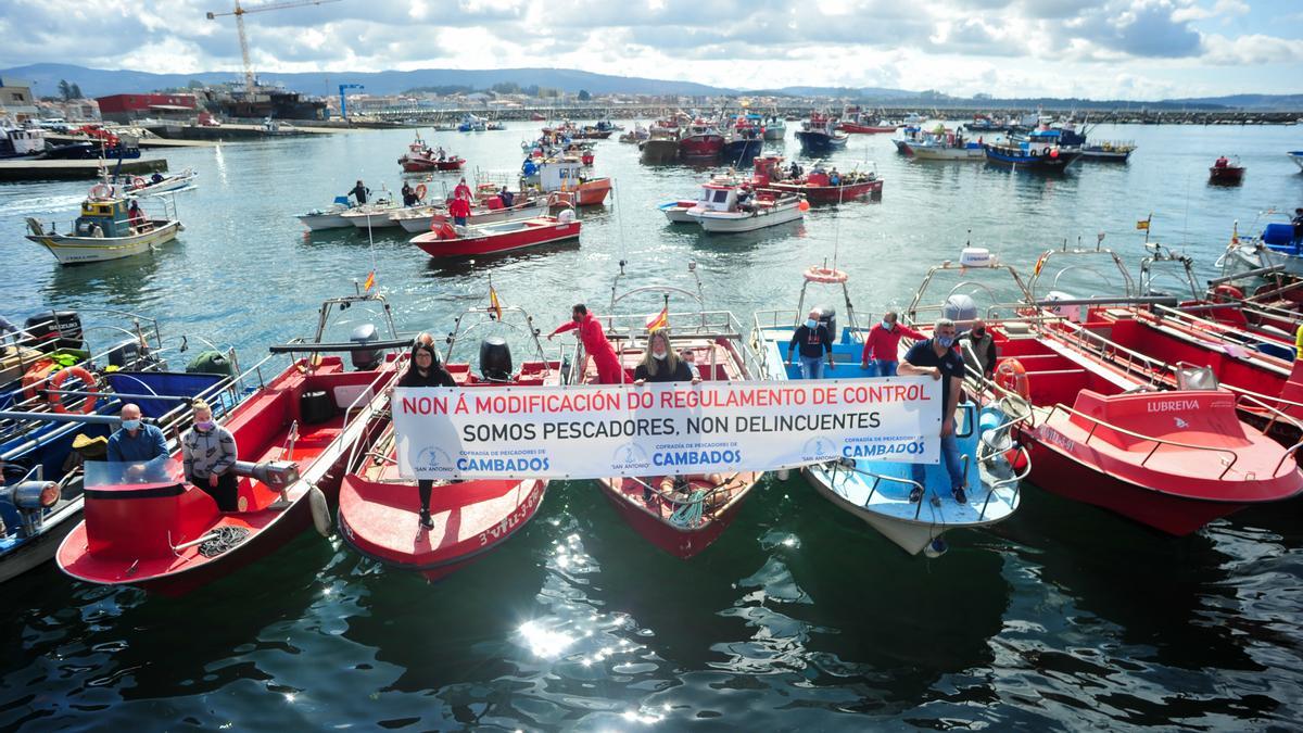 La protesta desarrollada en Cambados.