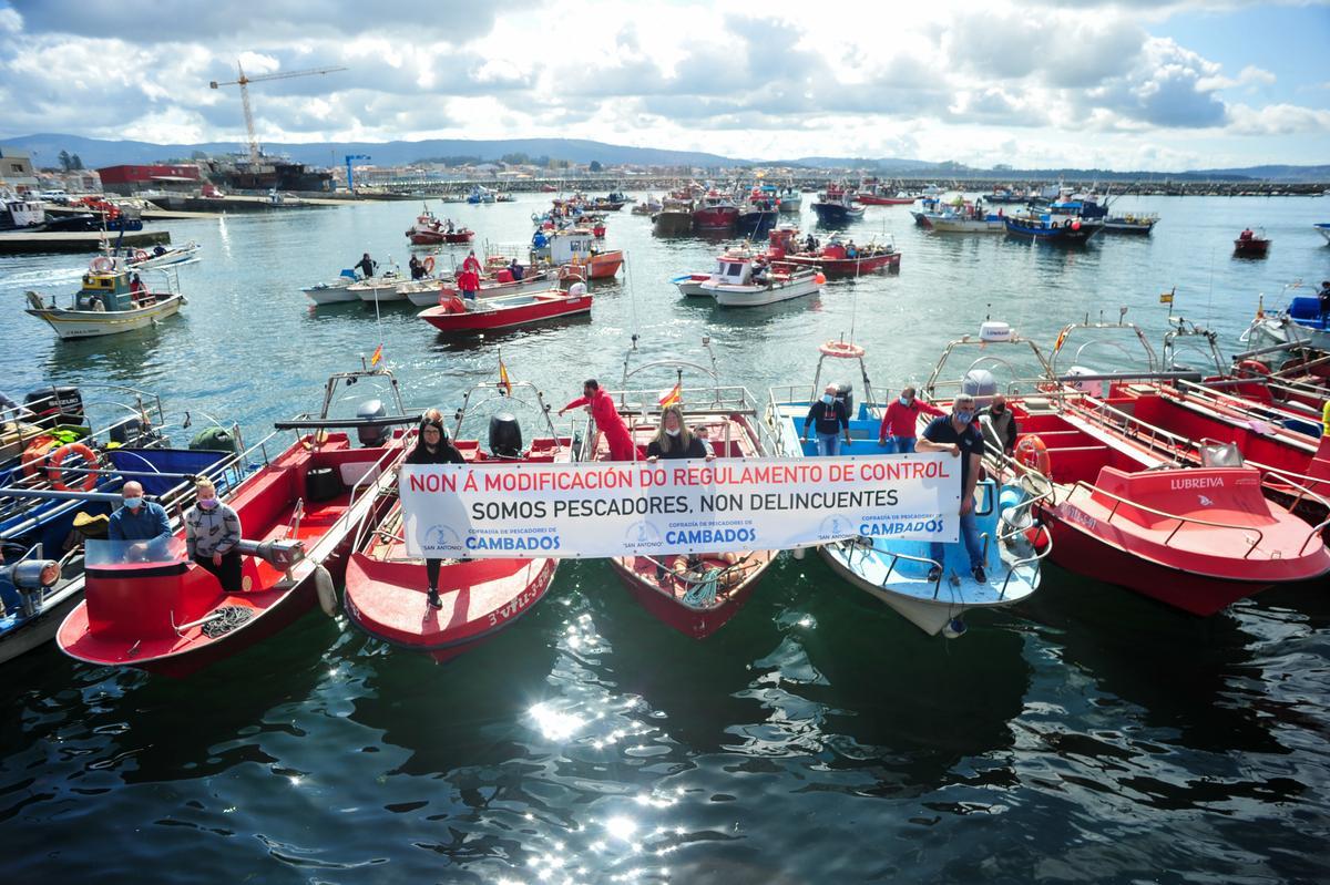 La protesta desarrollada en Cambados.