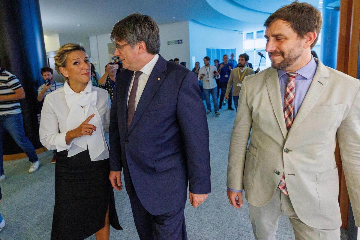 Carles Puigdemont y Yolanda Díaz se reúnen en el Parlamento Europeo