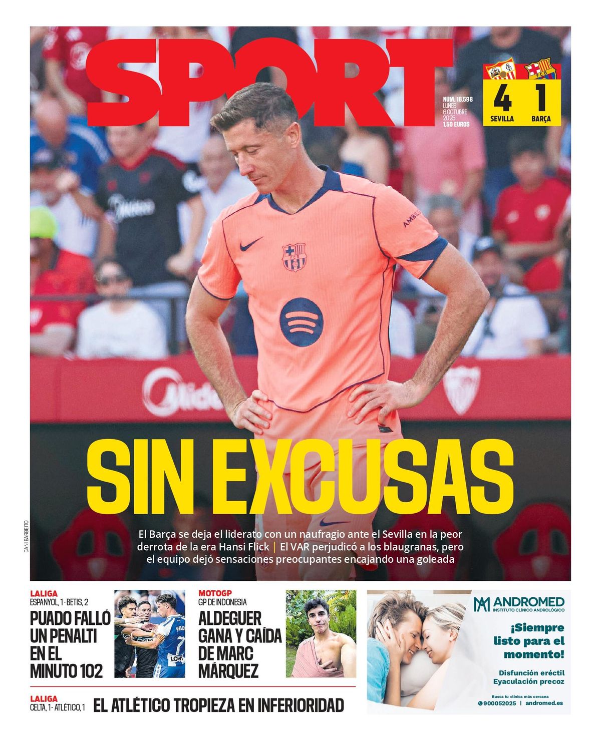 Esta es la portada de SPORT de hoy lunes, 6 de octubre de 20925