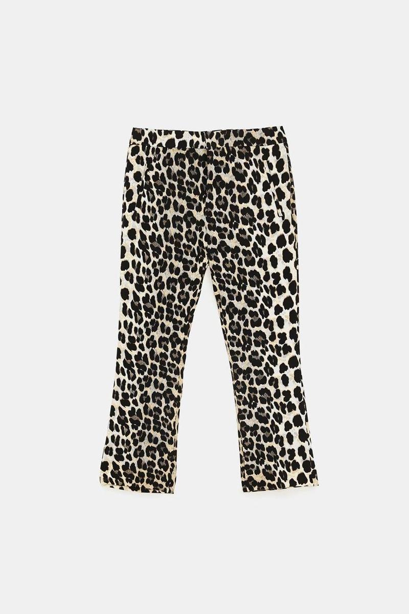 Pantalones de tiro medio de print de leopardo