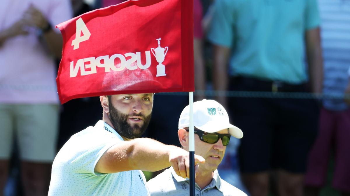 Jon Rahm, en la vuelta de entrenamiento en el US Open