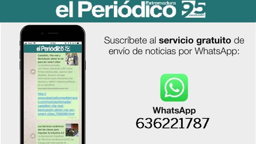 Recibe gratis las noticias más destacadas de Extremadura en tu Whatsapp