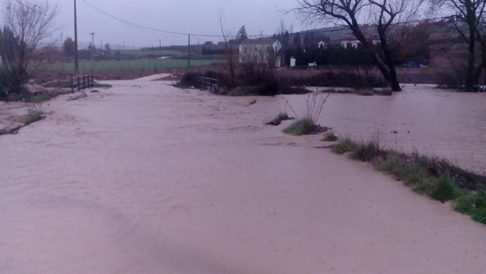 El río Guadalhorce, desbordado a la altura de Villanueva del Rosario