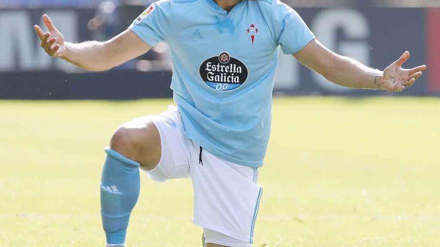 Maxi Gómez, en el partido contra el Atlético. // Cristina Graña