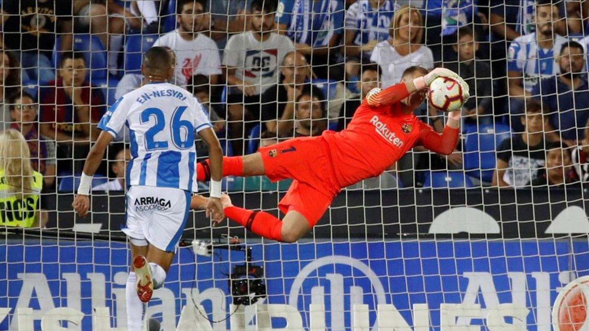 Ter Stegen tuvo trabajo ante los remates del Leganés