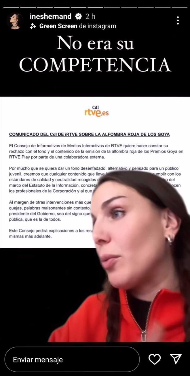Inés Hernand responde al comunicado de dimisión del consejo de RTVE