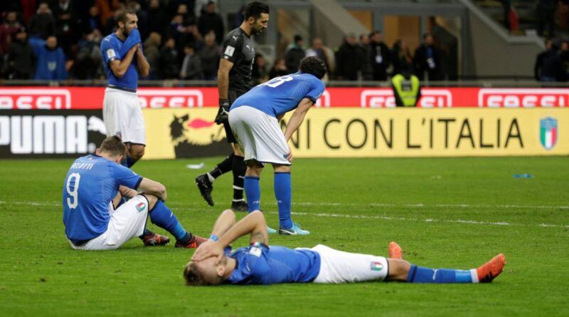 Los jugadores de Italia, al confirmarse que no participarían en el Mundial de Qatar.