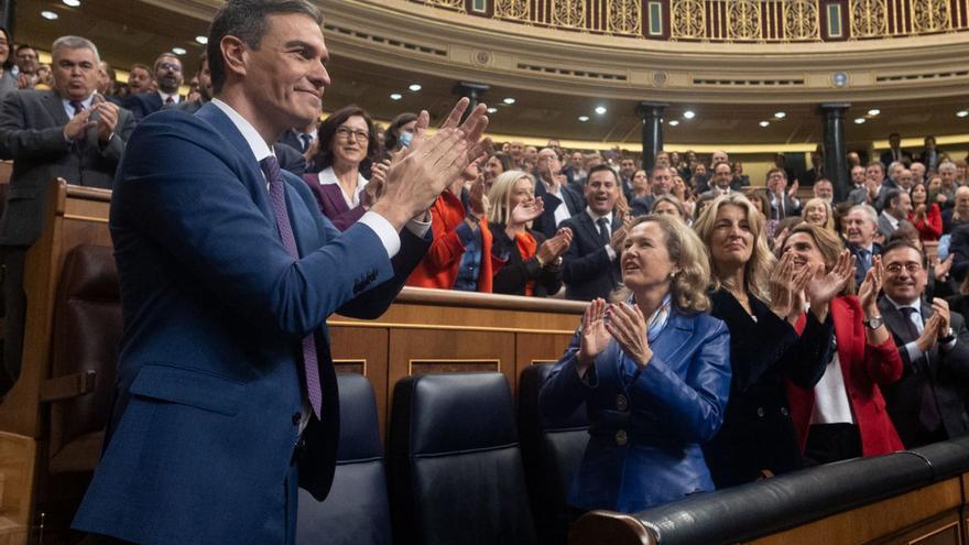 El presidente del Gobierno, Pedro Sánchez, este jueves en la sesión de investidura. | EDUARDO PARRA/E.PRESS