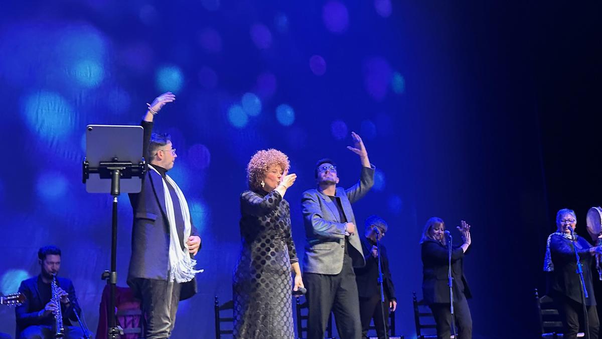 Encarni Navarro animó al público que acudió a la cita solidaria en el auditorio Edgar Neville de la Diputación de Málaga.