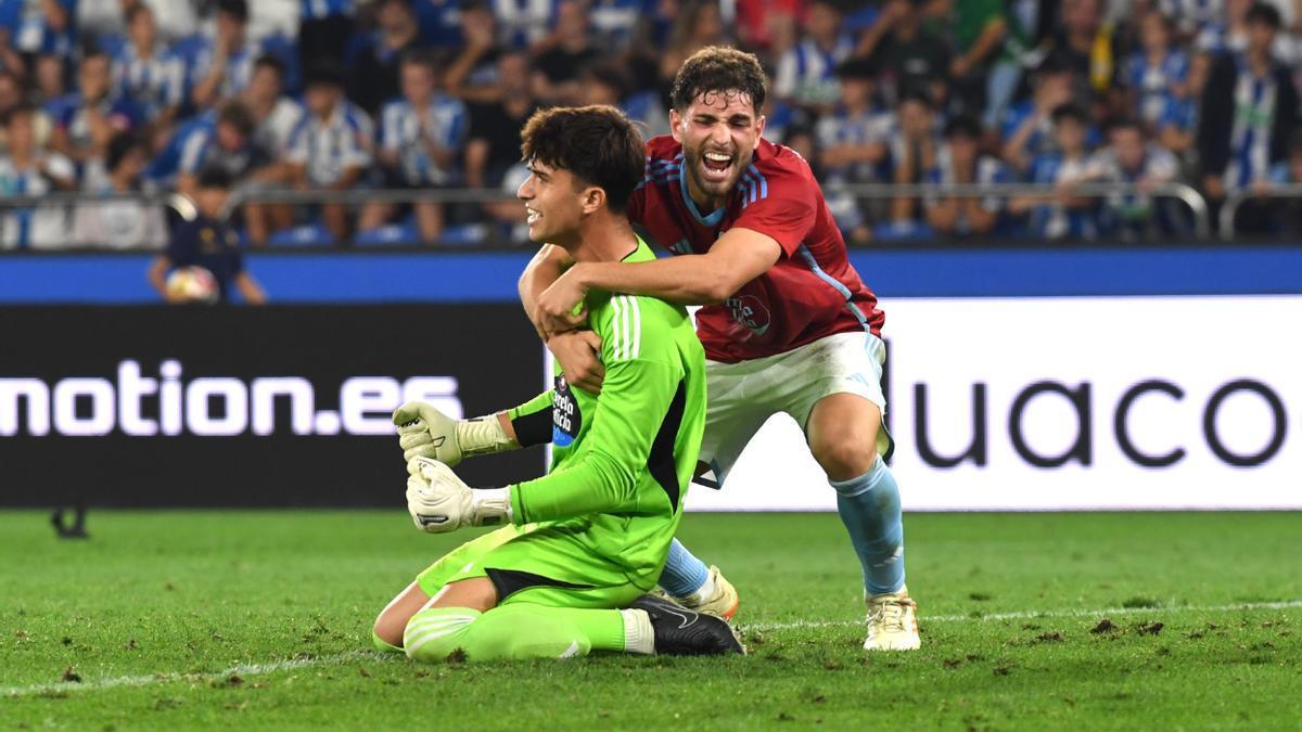 Los jóvenes jugadores del Celta Fortuna, celebrando la victoria