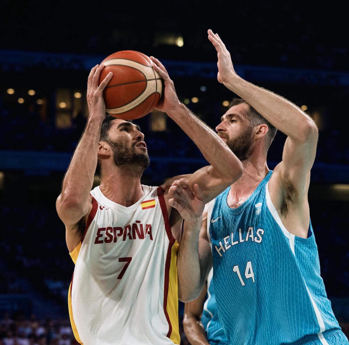 Santi Aldama, en el España-Grecia de baloncesto. Santi Aldama, en el España-Grecia de baloncesto.