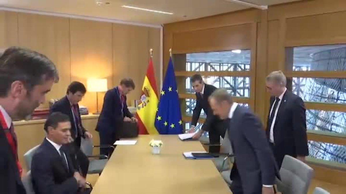 Pedro Sánchez se reúne con Juncker y Tusk para hablar de presupuestos