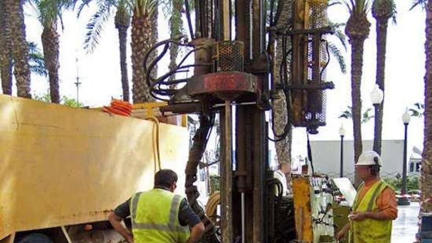 Trabajos geotécnicos realizados en la zona de la Explanada afectada por los hundimientos en la última semana