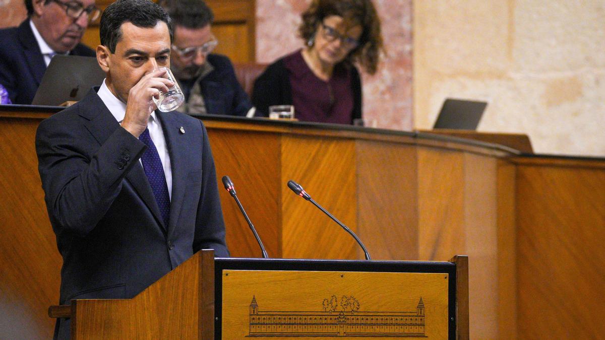 El presidente de la Junta, durante el debate en el Parlamento andaluz.