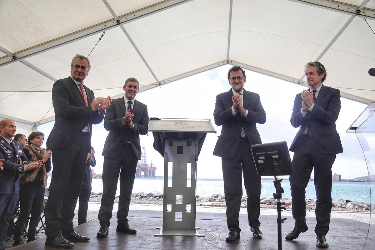 Inauguración en el 2018 del Puerto de Granadilla, con la presencia del presidente del Gobierno central, Mariano Rajoy.