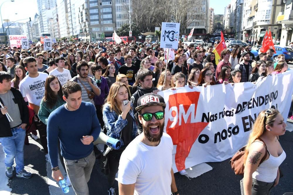 Protestas durante la huelga de enseñanza