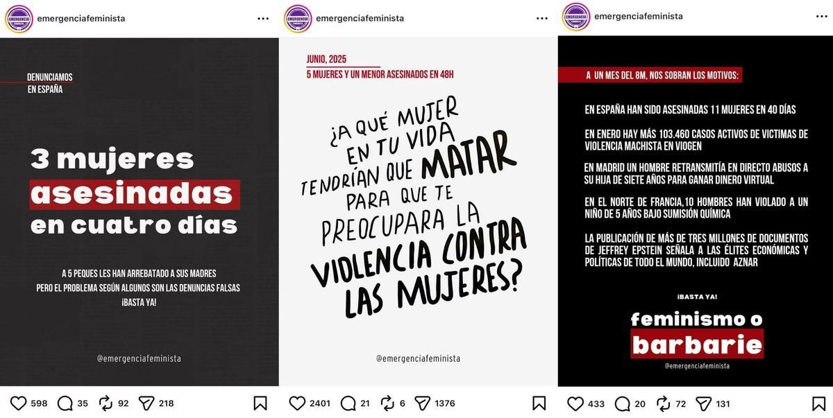 Las publicaciones de Emergencia Feminista son directas y reivinidcativas.