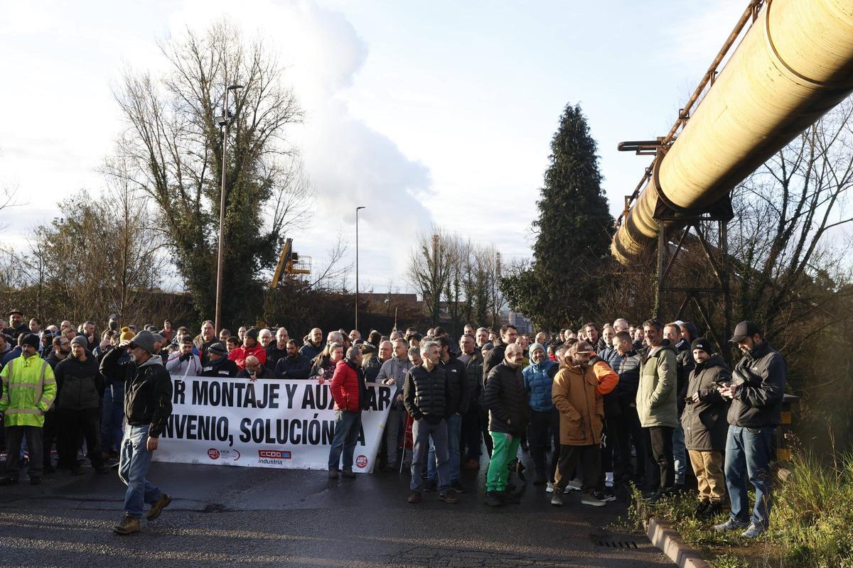La huelga de la industria auxiliar asturiana, en imágenes