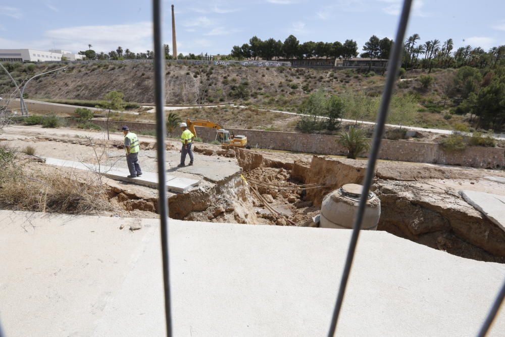 El estado del Vinalopó tras una fuga de agua