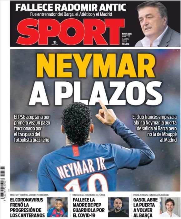 Portada SPORT martes 7 abril 2020