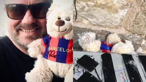 Fotos publicadas por el humorista Ricky Gervais donde explicaba el reto para encontrar su regalo. 