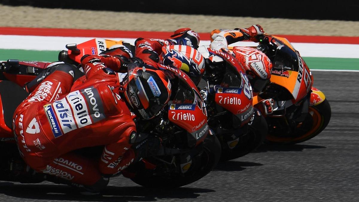 La espectacular lucha de Petrucci, Dovizioso y Márquez en Mugello