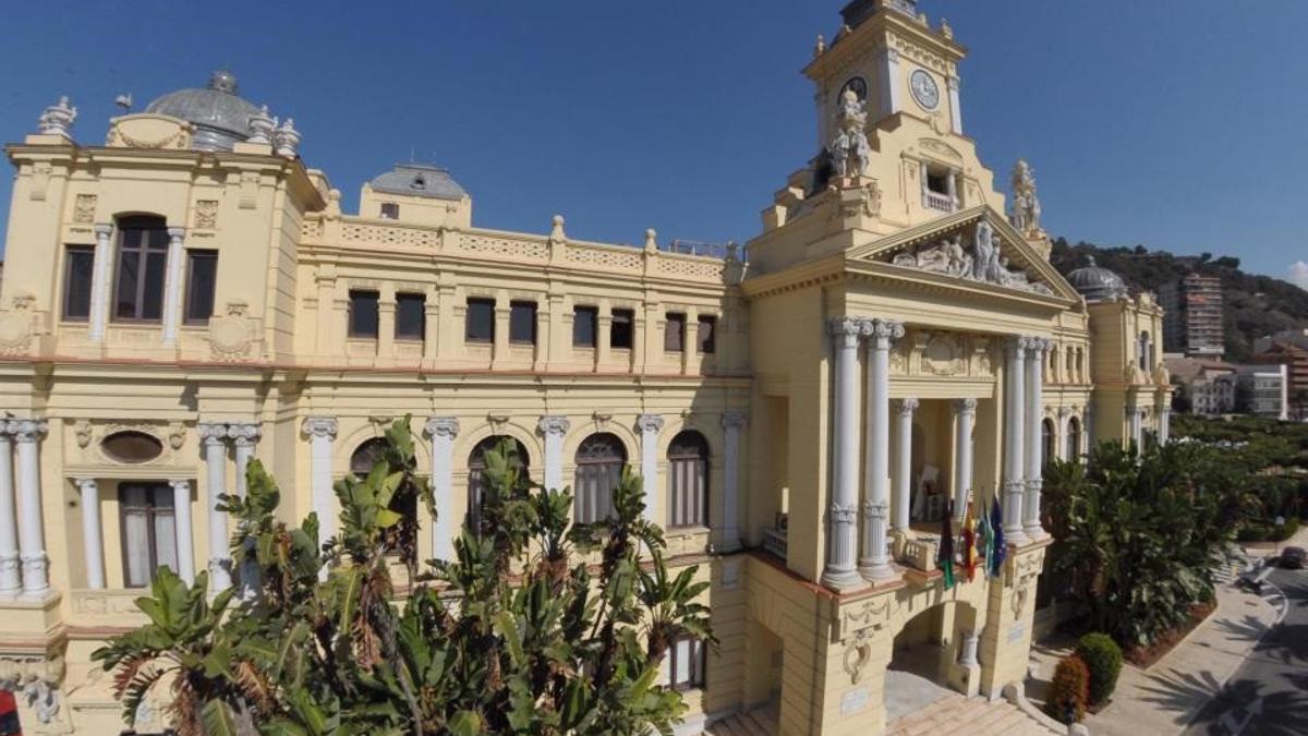 La fachada del Ayuntamiento de Málaga