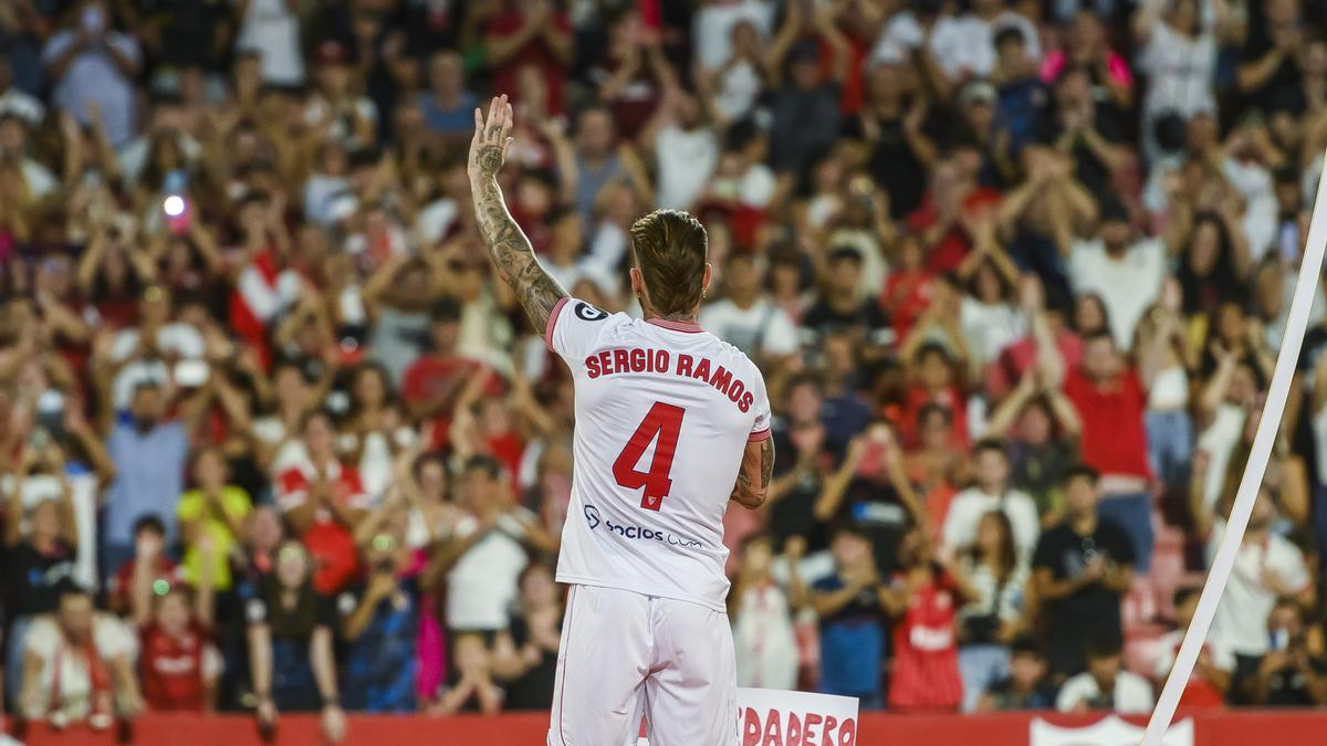 Sergio Ramos en la presentación como nuevo jugador del Sevilla FC