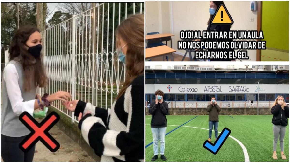 Algunos momentos del vídeo realizado por los alumnos del Apóstol de Vigo.