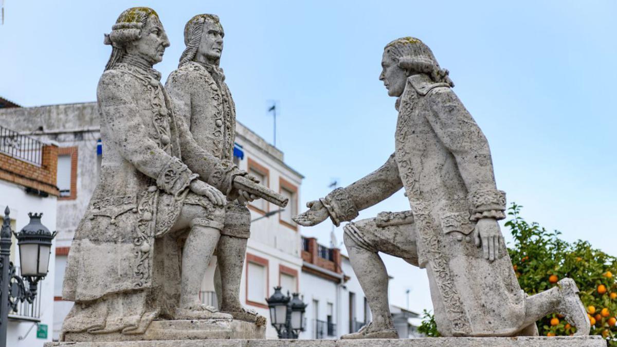 Monumento alusivo  la creación de las Nuevas Poblaciones erigido en La Carlota.