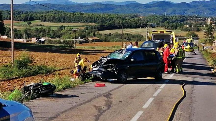 Lloc de la GI-513 on es va produir l&#039;accident entre els vehicles.