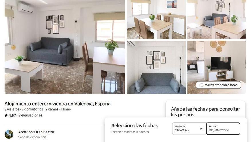 Apartamento anunciado en Airbnb por una estancia mínima de 11 días