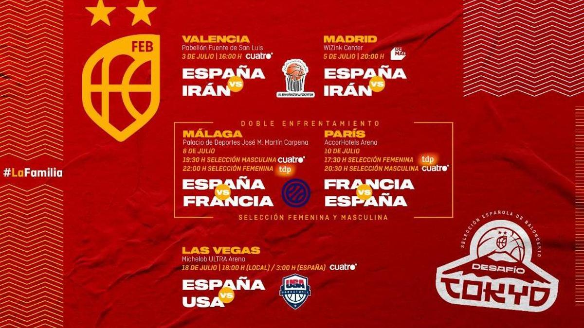 España ya tiene definido el cuadro de partidos de preparación de cara a los Juegos