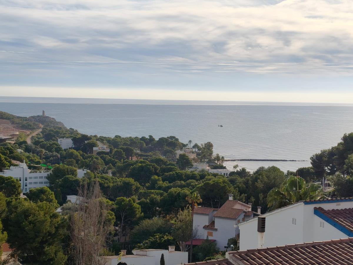 Imagen del helicóptero sobrevolando la zona.