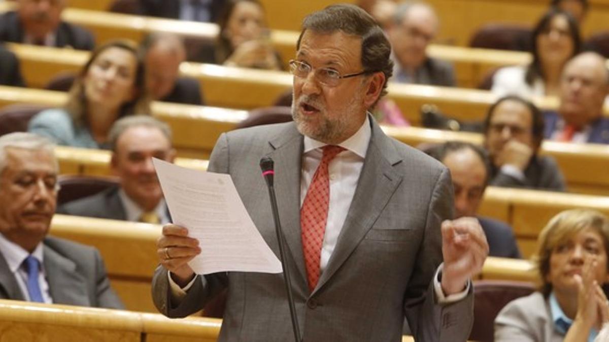 Mariano Rajoy, durante la sesión de control en el Senado, el martes.