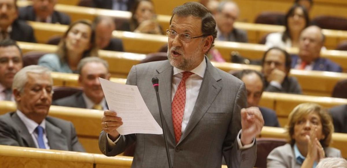 Mariano Rajoy, durant la sessió de control al Senat, dimarts.