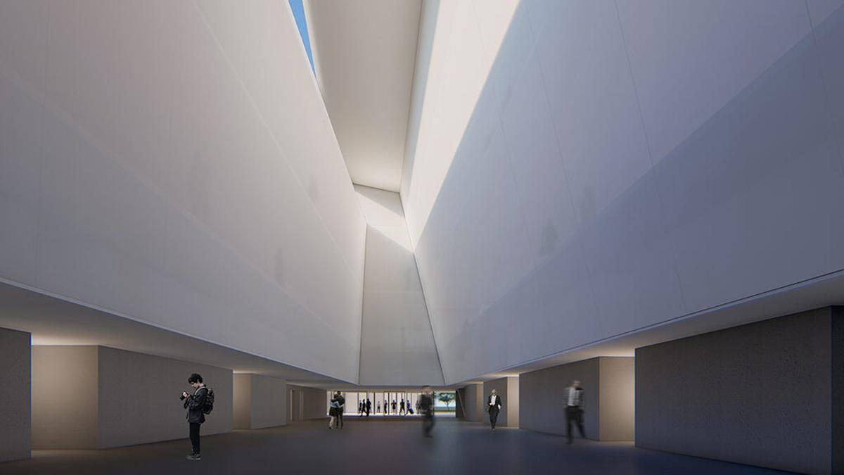 Imagen virtual del interior del futuro edificio judicial.