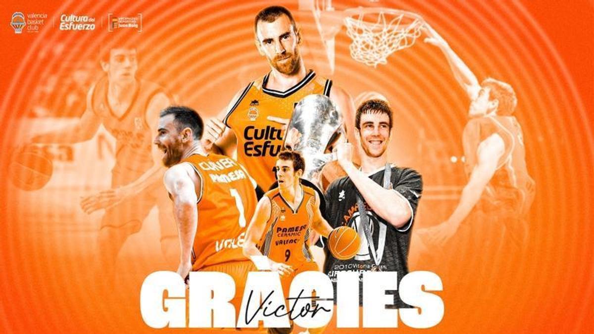 Víctor Claver, en distintas imágenes de su etapa en el Valencia Basket