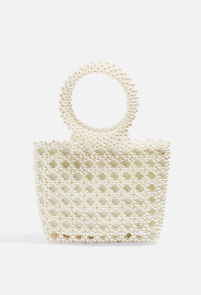 Bolso perlas y asa grande de Topshop