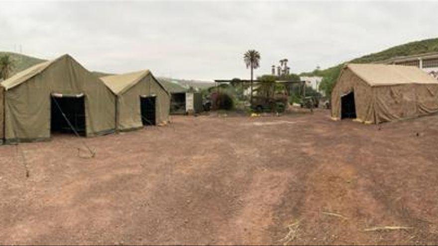 El campamento para migrantes en el antiguo Polvorín de Barranco Seco está listo para acoger a 200 personas.