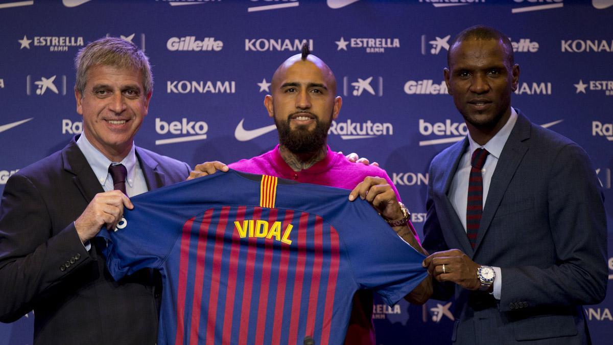 La presentación del 'guerrero' Arturo Vildal como nuevo jugador del FC Barcelona en el verano de 2018